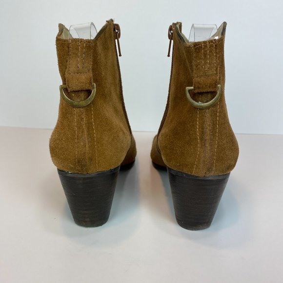 Donald J. Pliner DMSX Ankle Booties 8 Brown Suede Leather Zip Annie Boots Women - Picture 3 of 13